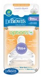 Náhradné silikónové cumlíky pre dojčenské fľašky Dr.Browns options+ WIDE-NECK stupeň 4 – BPA FREE – 2 ks